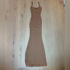 NWOT SKIMS cotton rib long Cami dress small nude